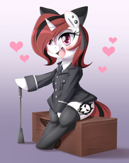 976565__safe_artist-colon-aryanne_oc_oc-colon-lilith_oc only_boots_box_clothes_eagle_earring_happy_love heart_necktie_piercing_pony_shirt_sitting_solo_.jpg
