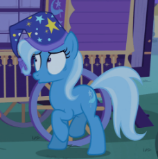 1280042__safe_screencap_trixie_to where and back again_spoiler-colon-s06e25_animated_frown_loop_nervous_prancing_scared_solo_talking_trixie's wagon_t.gif