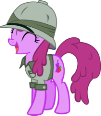 550426__safe_artist-colon-mellonyan_berry punch_berryshine_berrybetes_clothes_costume_cute_explorer outfit_eyes closed_happy_hat_open mouth_pith helmet.png