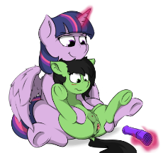 1782753__explicit_artist-colon-crownhound_twilight sparkle_oc_oc-colon-filly anon_alicorn_anatomically correct_assisted masturbation_blushing_crotchboo.png
