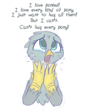 1494266__safe_artist-colon-heir-dash-of-dash-rick_gabby_can't hug every cat_colored sketch_crying_cute_dialogue_gabbybetes_griffon_simple background_.png