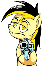 35_MLPOL_Anonymous_Draw Thread_Leslie Fair_Ancap_gun_pistol_bullets_looking at you_pointing_weapon_shooting.png