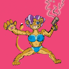 lion in a bikini holding a malfunctioning faggot detector _ 1550399280.ripleyviolet_flatcolor-fa-2-2019-2.png