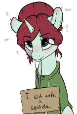 1892822__safe_artist-colon-cold blight_oc_oc only_oc-colon-taffeta_blushing_clothes_cute_ear blush_female_mare_mouth hold_pony_pony shaming_sign_simple.png