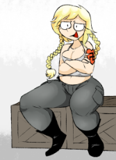 1538314__artist needed_safe_oc_oc-colon-aryanne_blonde_braided hair_cargo pants_chubby_clothes_crates_cute_germany_jackboots_nazi_pants_pigtails_plump_.png