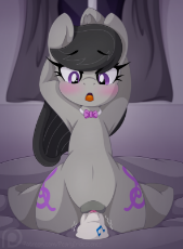 1883795__explicit_artist-colon-pearlyiridescence_octavia melody_anatomically correct_arms behind head_background pony_bed_bedroom_blushin.png